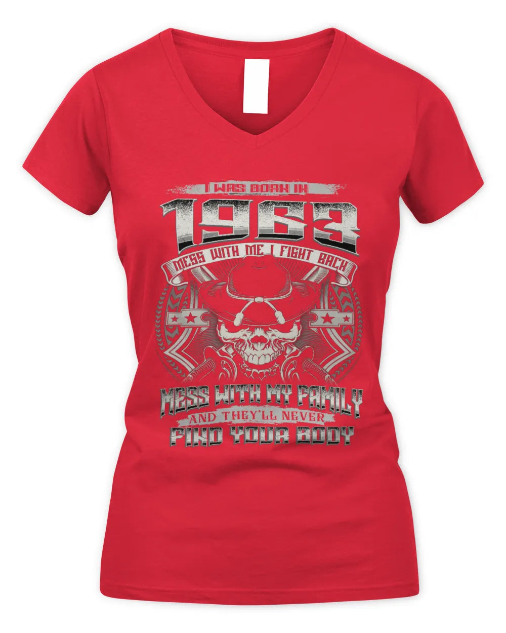 1963 HH89-K2 – Protective Family Quote T-Shirt - Women's V-Neck T-Shirt - Red