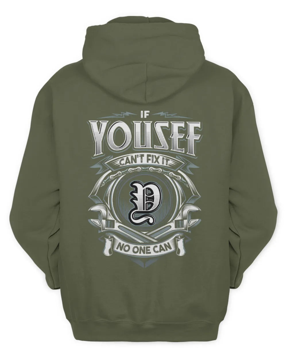YOUSEF AP81-K4-626 - Personalized Ahmed Quote Apparel “If Ahmed Can't Fix It, No One Can” - Unisex Hoodie - Military Green