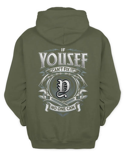 YOUSEF AP81-K4-626 - Personalized Ahmed Quote Apparel “If Ahmed Can't Fix It, No One Can” - Unisex Hoodie - Military Green