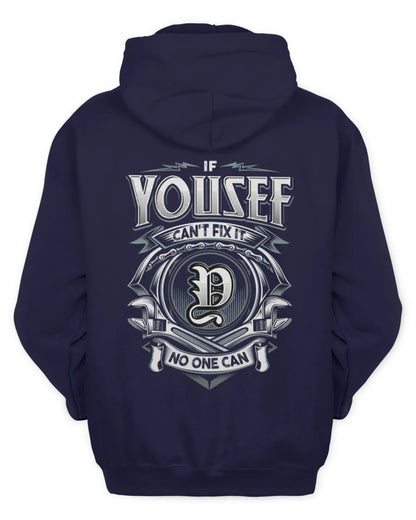 YOUSEF AP81-K4-626 - Personalized Ahmed Quote Apparel “If Ahmed Can't Fix It, No One Can” - Unisex Hoodie - Navy