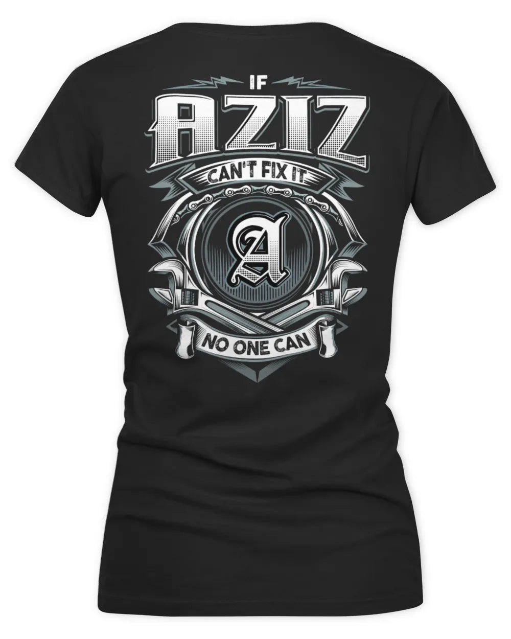 AZIZ AP81-K4-626 - Personalized Ahmed Quote Apparel “If Ahmed Can't Fix It, No One Can” - Women's V-Neck T-Shirt - Black