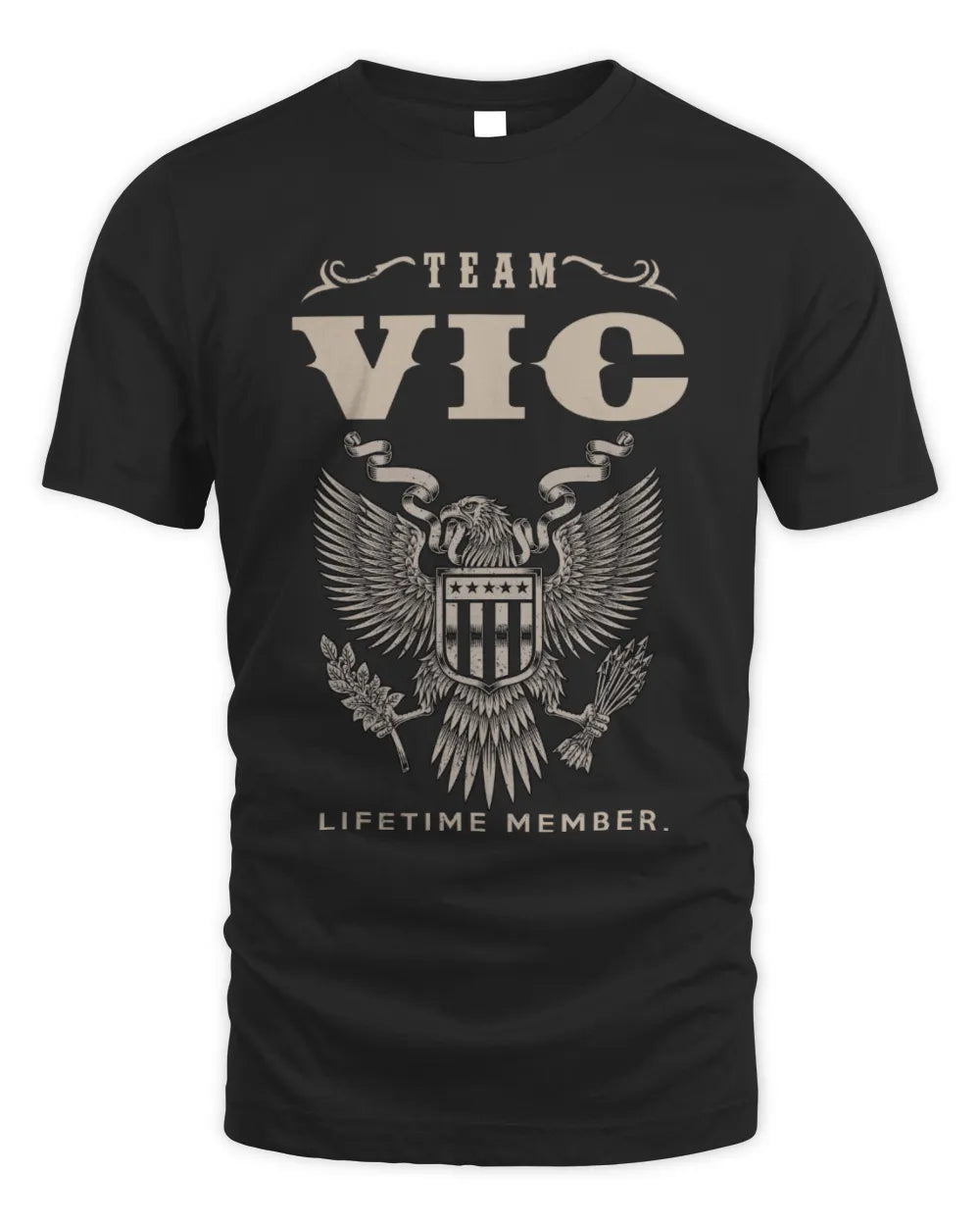 VIC TP06-K82 – Personalized Classic Style Apparel “Team NAME Lifetime Member” - Unisex Standard T-Shirt - Black