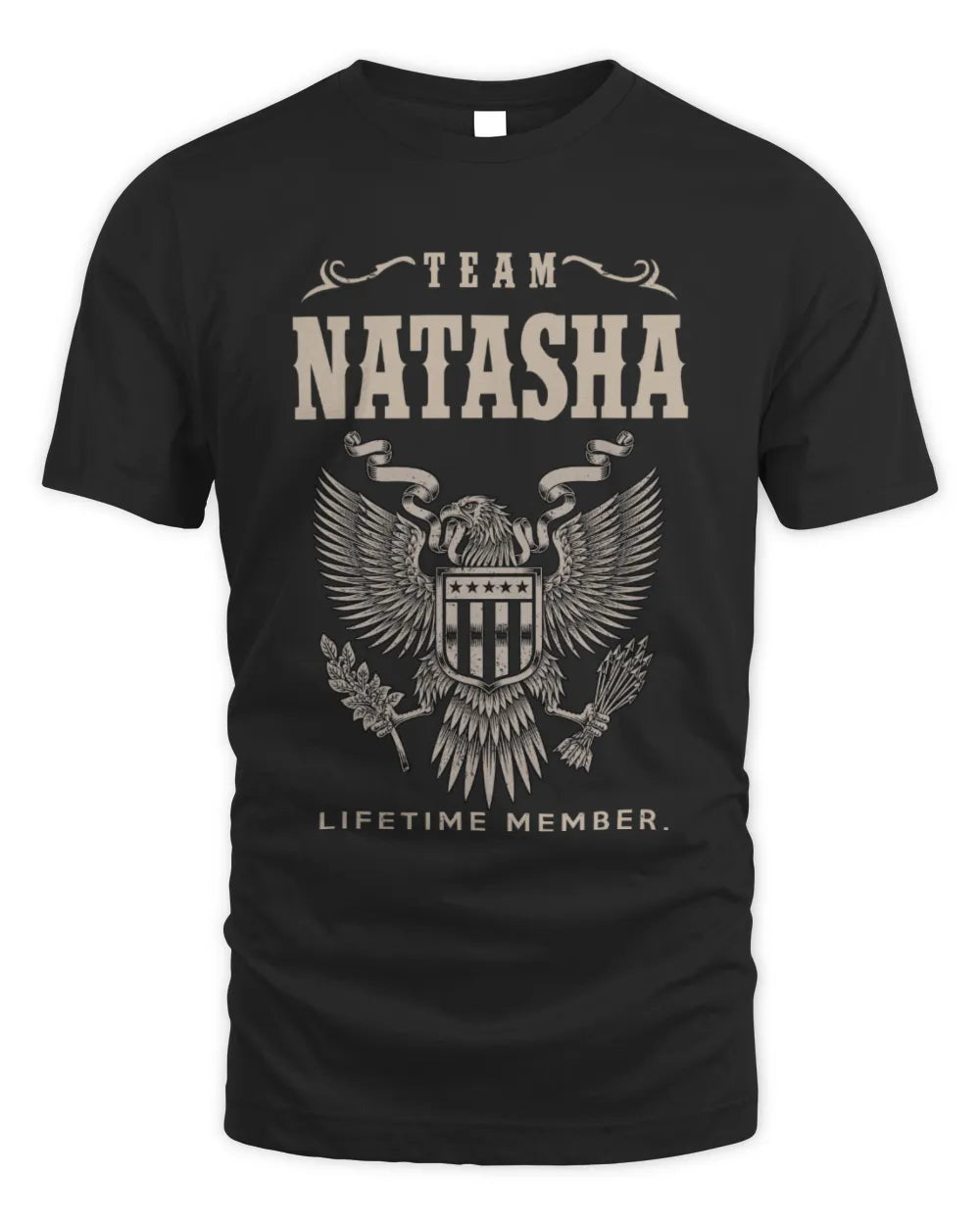 NATASHA TP06-K82 – Personalized Classic Style Apparel “Team NAME Lifetime Member” - Unisex Standard T-Shirt - Black