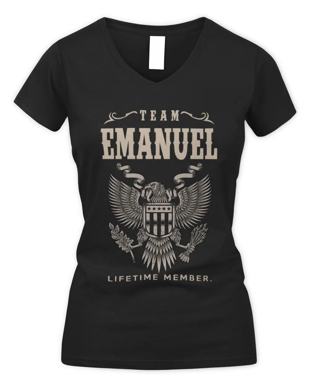 EMANUEL TP06-K82 – Personalized Classic Style Apparel “Team NAME Lifetime Member” - Women's V-Neck T-Shirt - Black