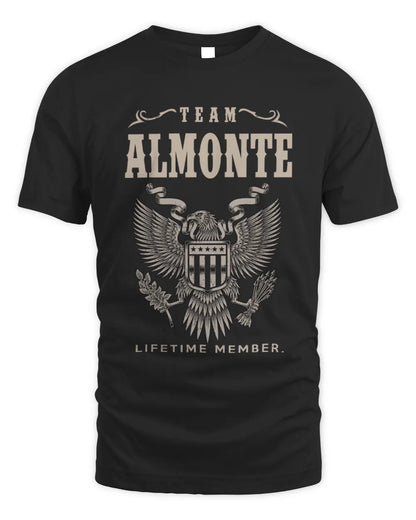 ALMONTE TP06-K82 – Personalized Classic Style Apparel “Team NAME Lifetime Member” - Unisex Standard T-Shirt - Black