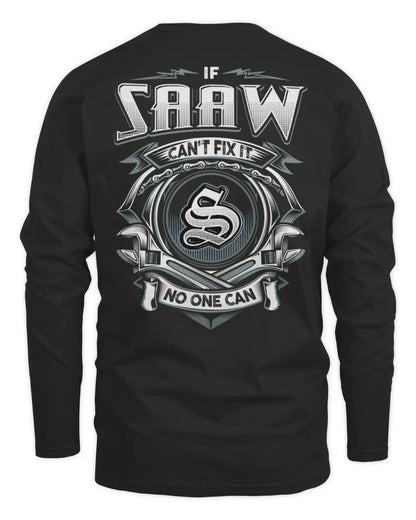 SAAW AP81-K4-626 - Personalized Ahmed Quote Apparel “If Ahmed Can't Fix It, No One Can” - Men's Long Sleeved T-Shirt - Black
