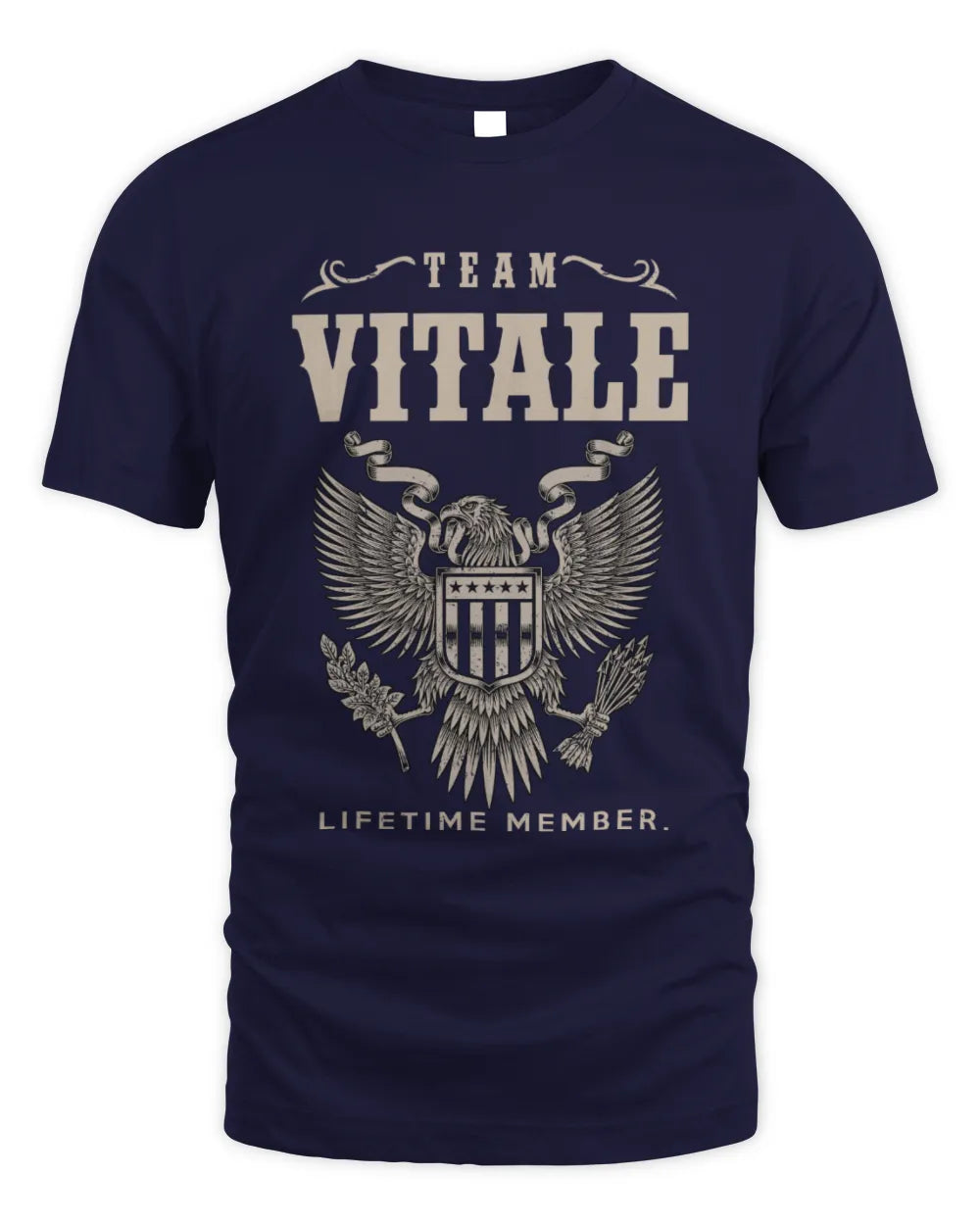 VITALE TP06-K82 – Personalized Classic Style Apparel “Team NAME Lifetime Member” - Unisex Standard T-Shirt - Navy