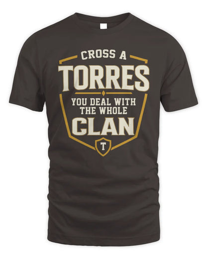 TORRES NT1-K008 Cross A/An NAME, You Deal With the Whole Clan | Personalized Vintage T-Shirt - Unisex Standard T-Shirt - Dark Chocolate