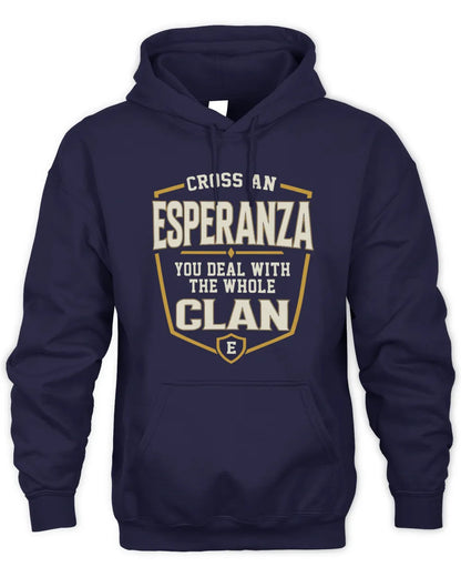 ESPERANZA NT1-K008 Cross A/An NAME, You Deal With the Whole Clan | Personalized Vintage T-Shirt - Unisex Hoodie - Navy