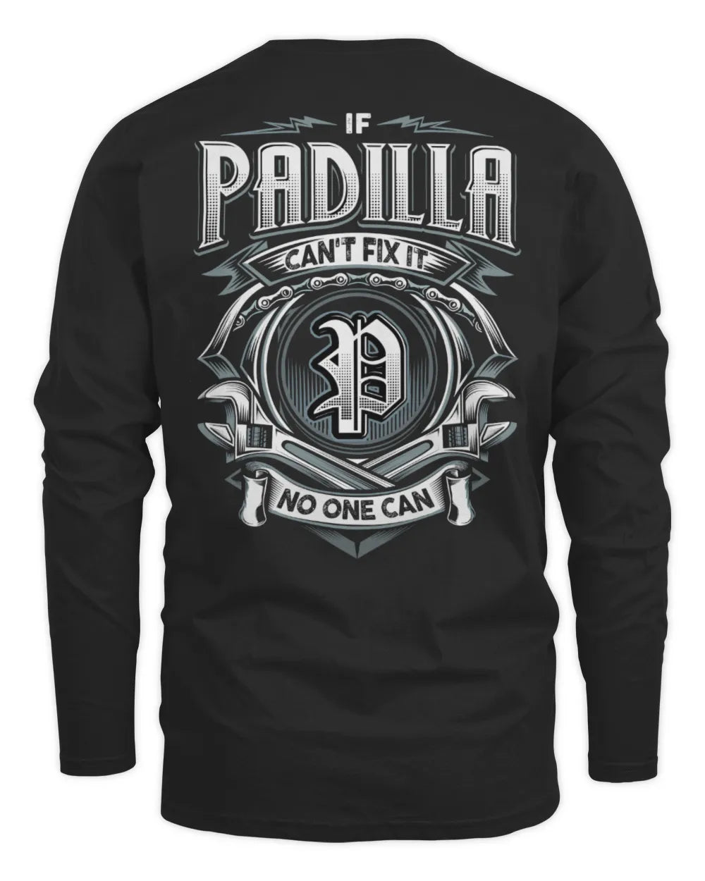 PADILLA AP81-K4-626 - Personalized Ahmed Quote Apparel “If Ahmed Can't Fix It, No One Can” - Men's Long Sleeved T-Shirt - Black