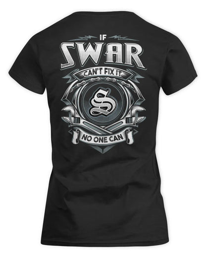 SWAR AP81-K4-626 - Personalized Ahmed Quote Apparel “If Ahmed Can't Fix It, No One Can” - Women's Standard T-Shirt - Black