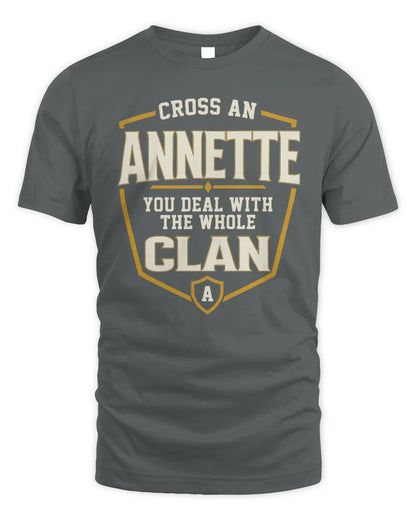 ANNETTE NT1-K008 Cross A/An NAME, You Deal With the Whole Clan | Personalized Vintage T-Shirt - Unisex Standard T-Shirt - Charcoal