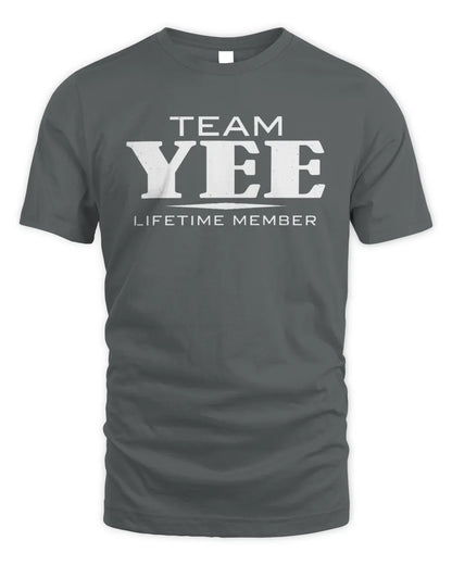 YEE BL62-K4-128 - Personalized “Team NAME Lifetime Member” - Unisex Standard T-Shirt - Charcoal