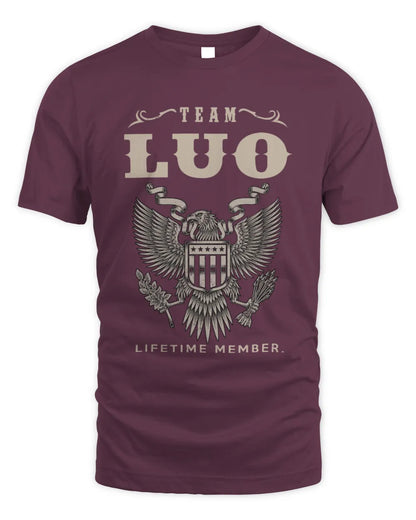 LUO TP06-K82 – Personalized Classic Style Apparel “Team NAME Lifetime Member” - Unisex Standard T-Shirt - Maroon