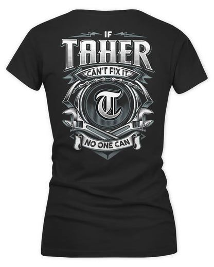 TAHER AP81-K4-626 - Personalized Ahmed Quote Apparel “If Ahmed Can't Fix It, No One Can” - Women's V-Neck T-Shirt - Black