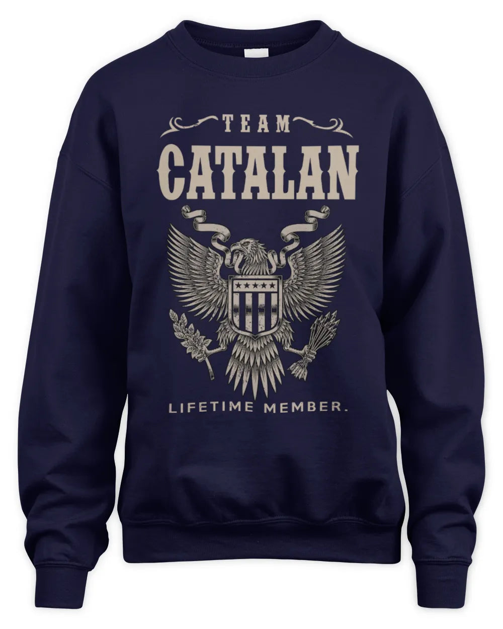 CATALAN TP06-K82 – Personalized Classic Style Apparel “Team NAME Lifetime Member” - Unisex Sweatshirt - Navy