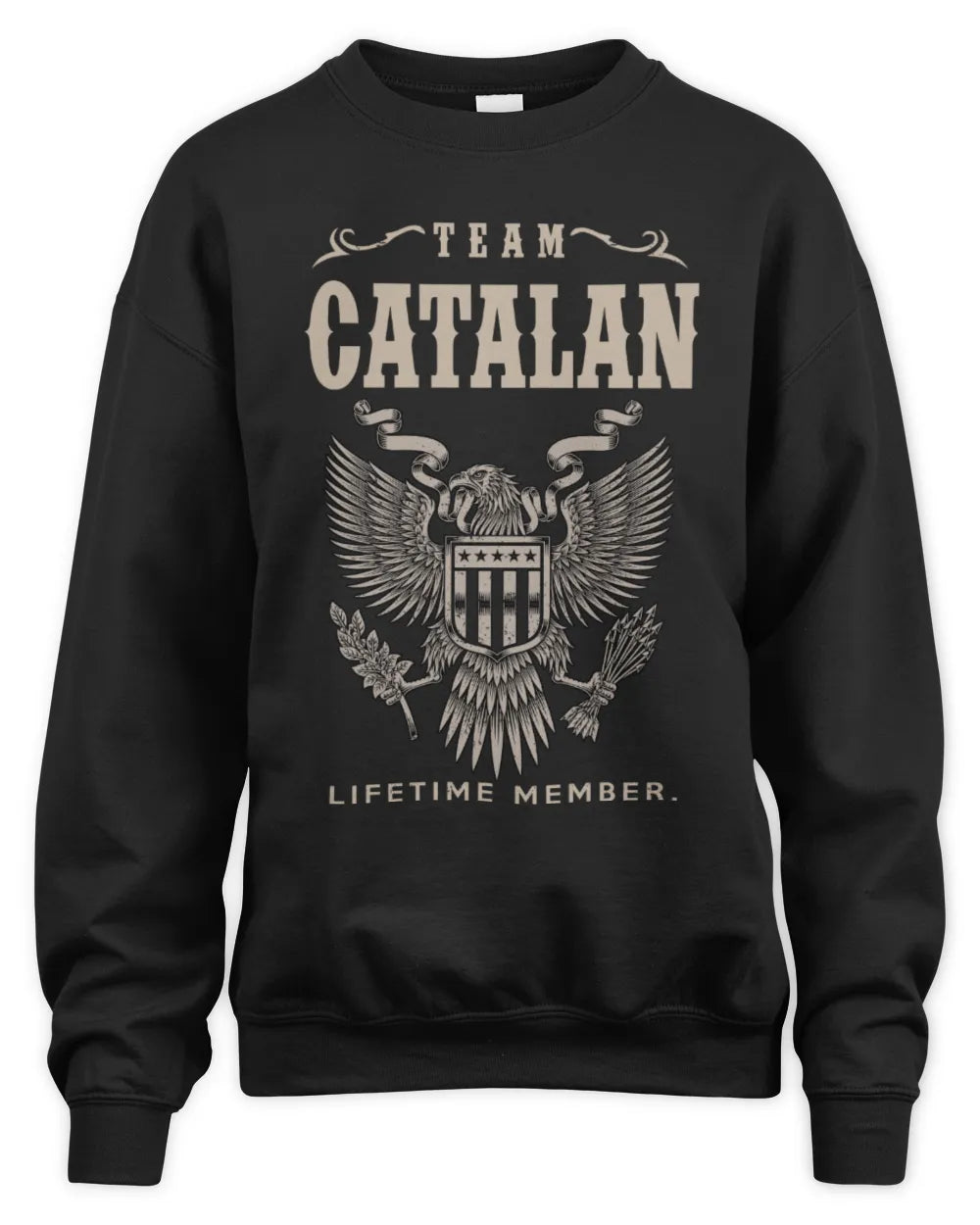 CATALAN TP06-K82 – Personalized Classic Style Apparel “Team NAME Lifetime Member” - Unisex Sweatshirt - Black