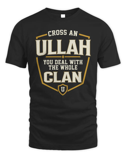 ULLAH NT1-K008 Cross A/An NAME, You Deal With the Whole Clan | Personalized Vintage T-Shirt - Unisex Standard T-Shirt - Black