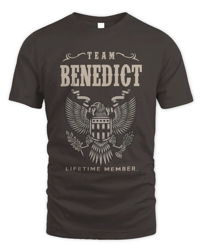 BENEDICT TP06-K82 – Personalized Classic Style Apparel “Team NAME Lifetime Member” - Unisex Standard T-Shirt - Dark Chocolate
