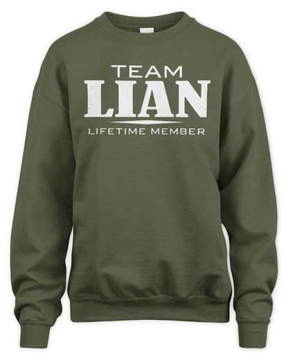 LIAN BL62-K4-128 - Personalized “Team NAME Lifetime Member” - Unisex Sweatshirt - Military Green