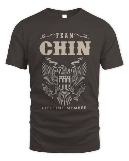 CHIN TP06-K82 – Personalized Classic Style Apparel “Team NAME Lifetime Member” - Unisex Standard T-Shirt - Dark Chocolate