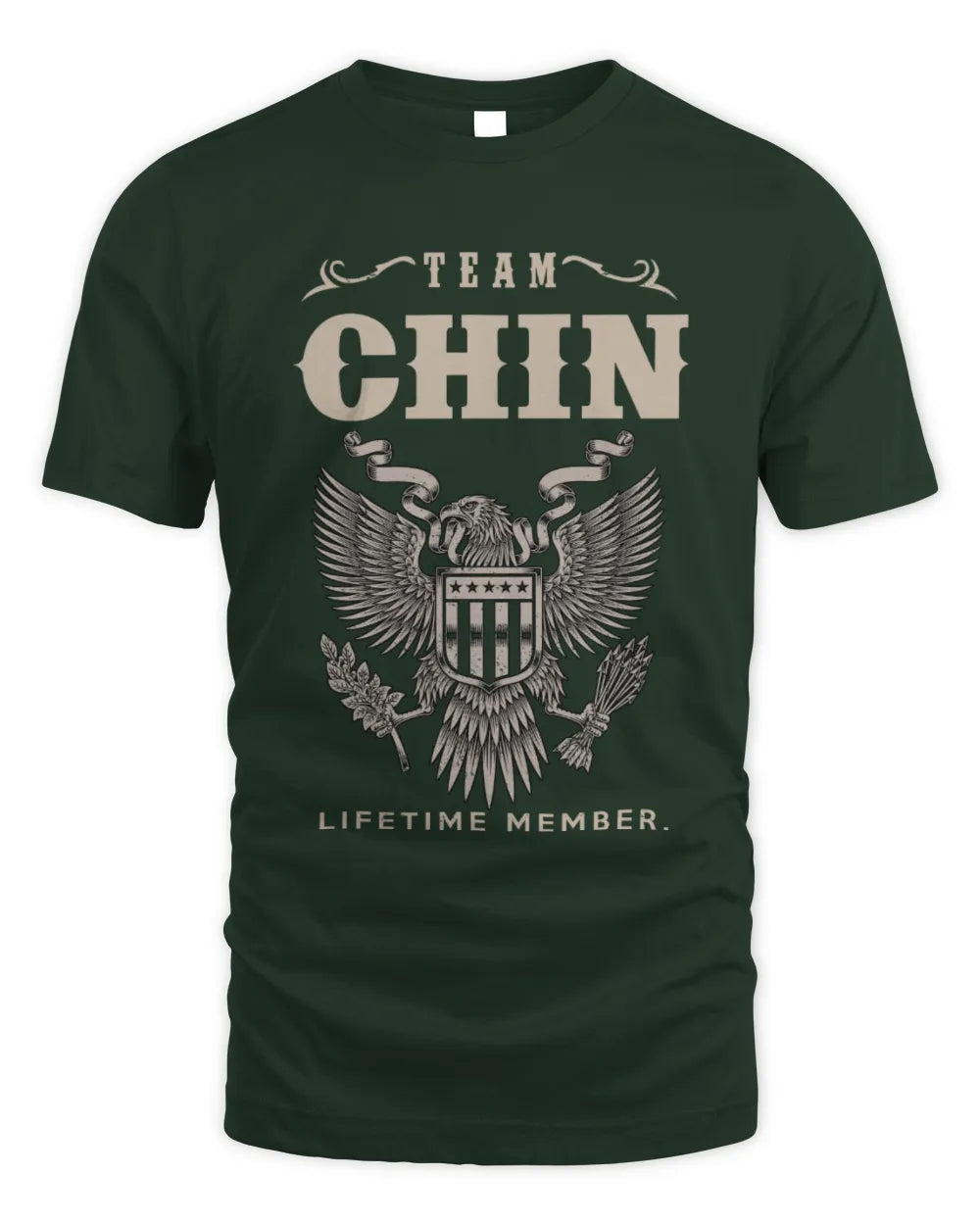 CHIN TP06-K82 – Personalized Classic Style Apparel “Team NAME Lifetime Member” - Unisex Standard T-Shirt - Forest Green