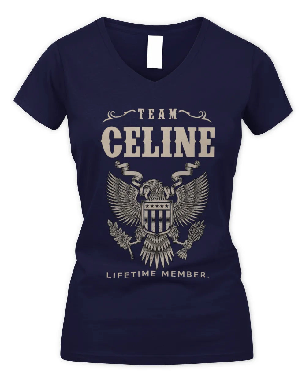 CELINE TP06-K82 – Personalized Classic Style Apparel “Team NAME Lifetime Member” - Women's V-Neck T-Shirt - Navy