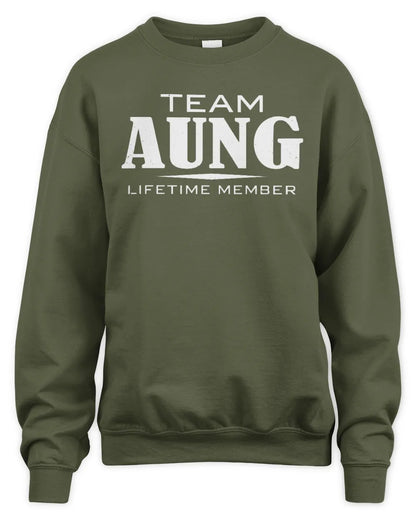 AUNG BL62-K4-128 - Personalized “Team NAME Lifetime Member” - Unisex Sweatshirt - Military Green