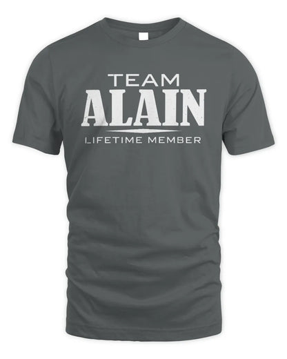 ALAIN BL62-K4-128 - Personalized “Team NAME Lifetime Member” - Unisex Standard T-Shirt - Charcoal