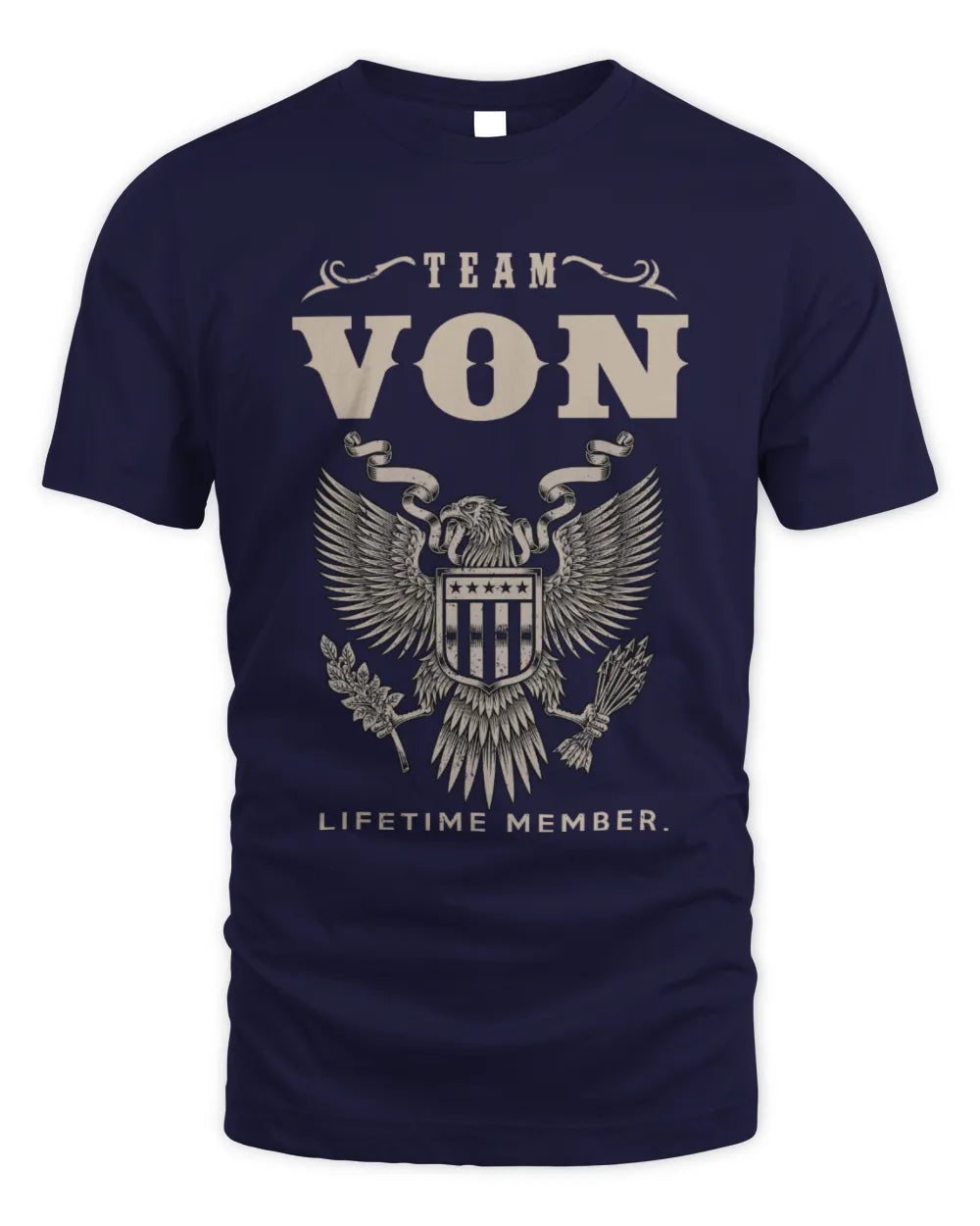 VON TP06-K82 – Personalized Classic Style Apparel “Team NAME Lifetime Member” - Unisex Standard T-Shirt - Navy