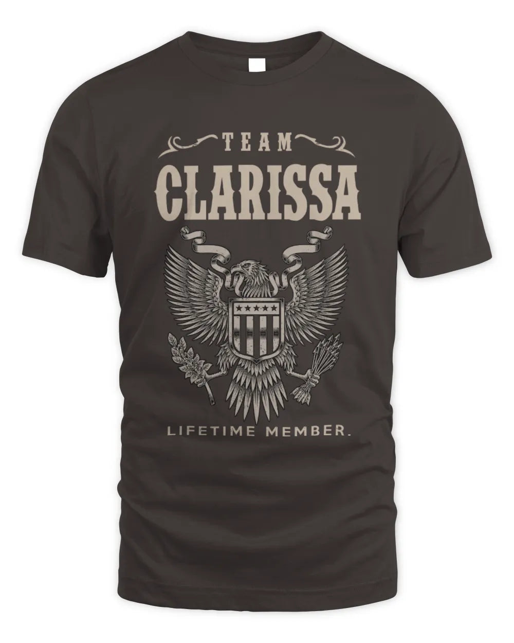 CLARISSA TP06-K82 – Personalized Classic Style Apparel “Team NAME Lifetime Member” - Unisex Standard T-Shirt - Dark Chocolate
