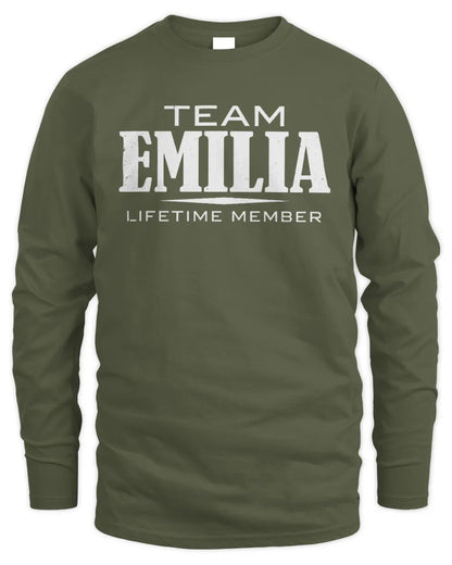 EMILIA BL62-K4-128 - Personalized “Team NAME Lifetime Member” - Men's Long Sleeved T-Shirt - Military Green