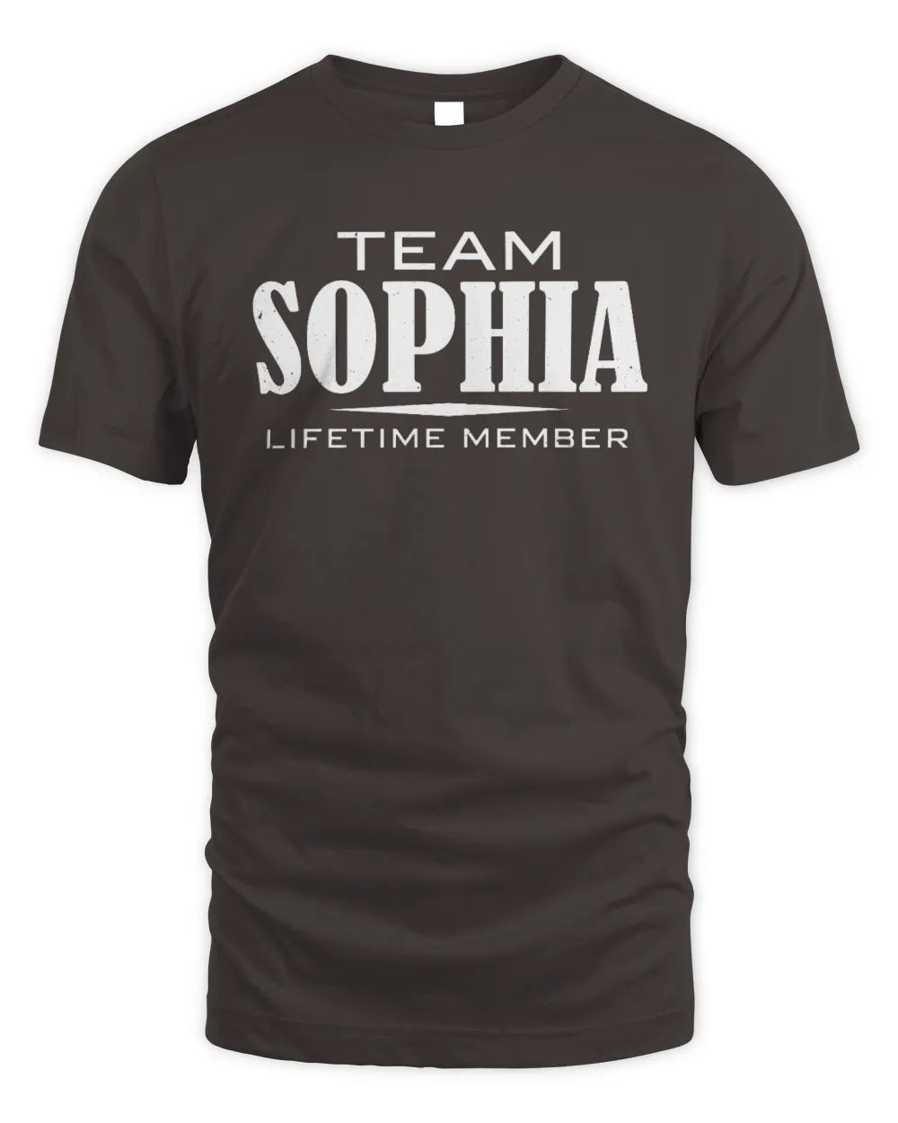 SOPHIA BL62-K4-128 - Personalized “Team NAME Lifetime Member” - Unisex Standard T-Shirt - Dark Chocolate