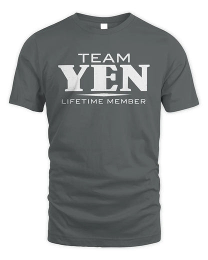 YEN BL62-K4-128 - Personalized “Team NAME Lifetime Member” - Unisex Standard T-Shirt - Charcoal
