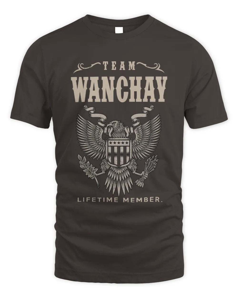 WANCHAY TP06-K82 – Personalized Classic Style Apparel “Team NAME Lifetime Member” - Unisex Standard T-Shirt - Dark Chocolate
