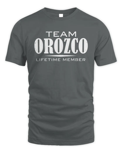 OROZCO BL62-K4-128 - Personalized “Team NAME Lifetime Member” - Unisex Standard T-Shirt - Charcoal