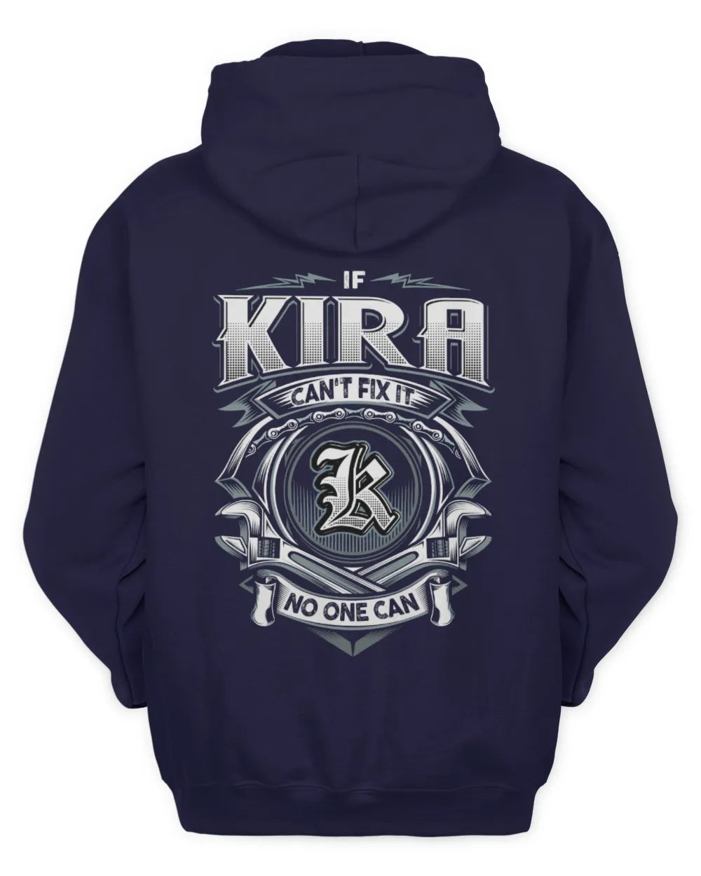 KIRA AP81-K4-626 - Personalized Ahmed Quote Apparel “If Ahmed Can't Fix It, No One Can” - Unisex Hoodie - Navy
