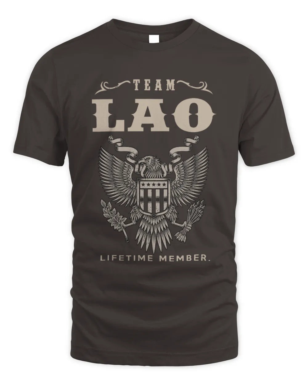 LAO TP06-K82 – Personalized Classic Style Apparel “Team NAME Lifetime Member” - Unisex Standard T-Shirt - Dark Chocolate