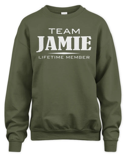 JAMIE BL62-K4-128 - Personalized “Team NAME Lifetime Member” - Unisex Sweatshirt - Military Green