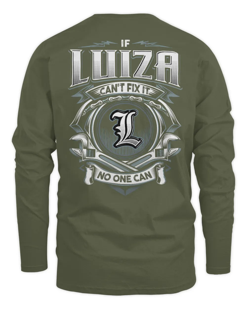 LUIZA AP81-K4-626 - Personalized Ahmed Quote Apparel “If Ahmed Can't Fix It, No One Can” - Men's Long Sleeved T-Shirt - Military Green