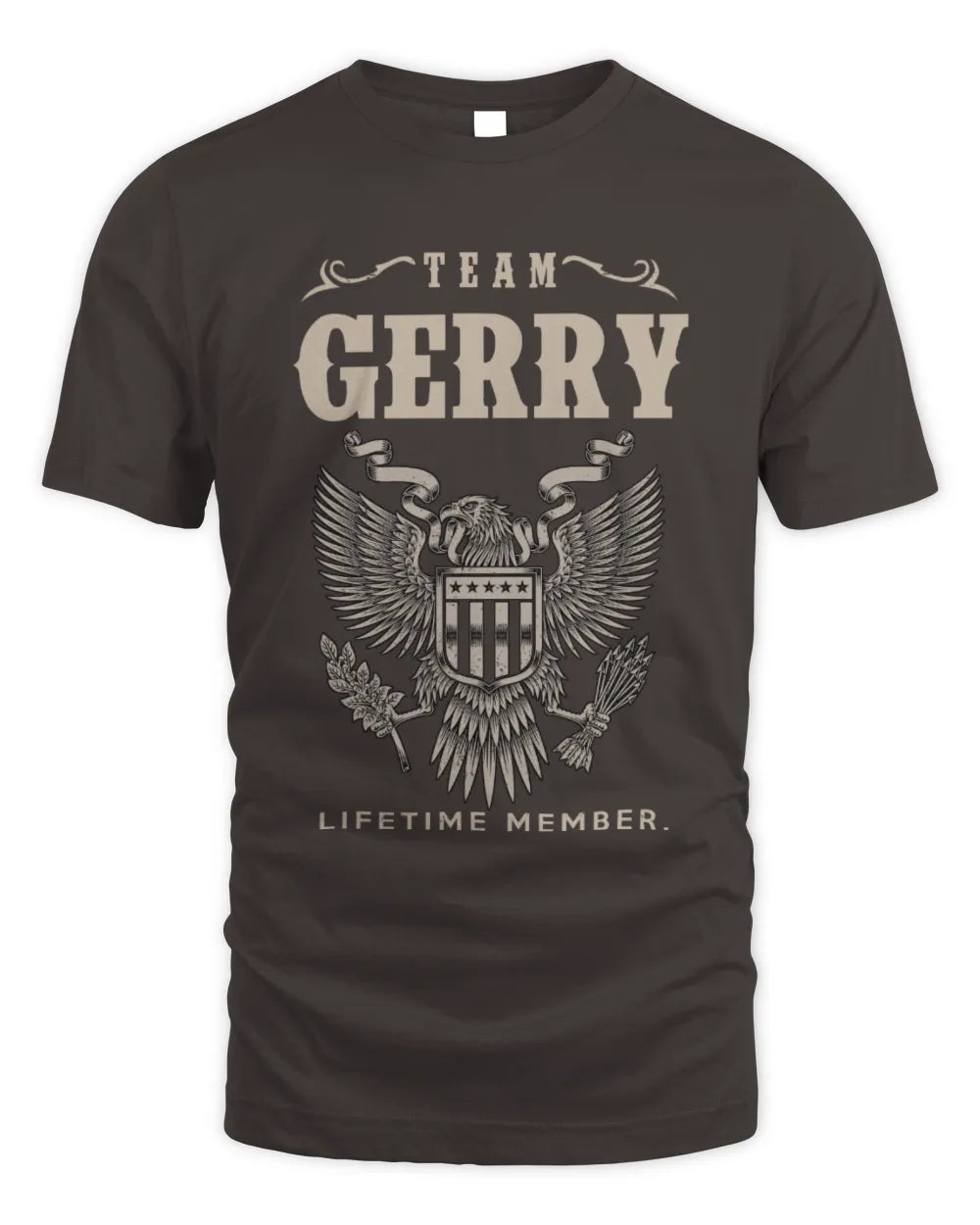 GERRY TP06-K82 – Personalized Classic Style Apparel “Team NAME Lifetime Member” - Unisex Standard T-Shirt - Dark Chocolate