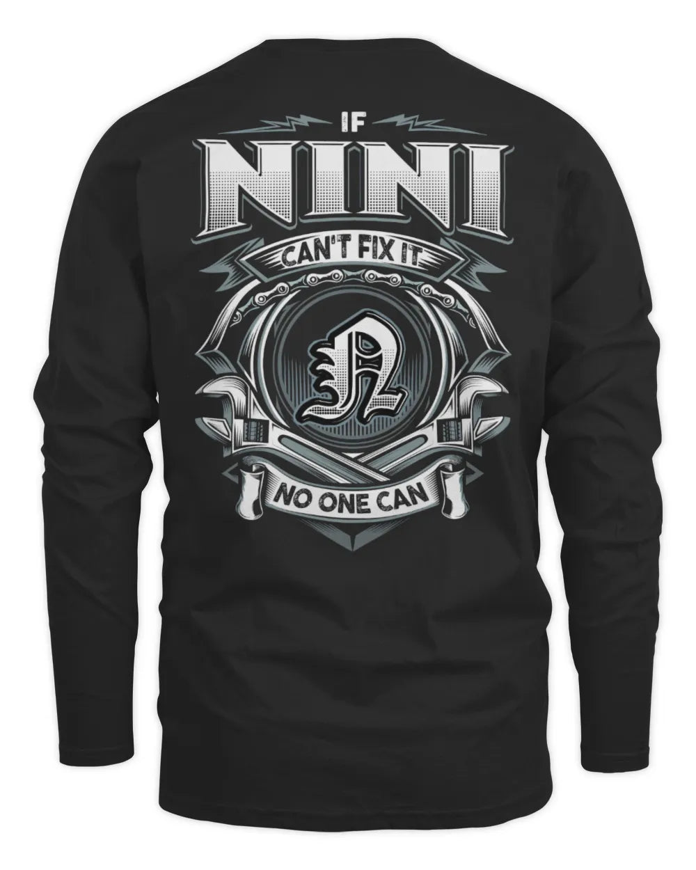 NINI AP81-K4-626 - Personalized Ahmed Quote Apparel “If Ahmed Can't Fix It, No One Can” - Men's Long Sleeved T-Shirt - Black