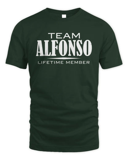 ALFONSO BL62-K4-128 - Personalized “Team NAME Lifetime Member” - Unisex Standard T-Shirt - Forest Green