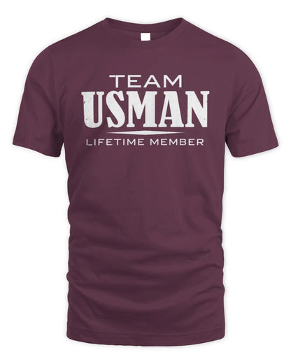 USMAN BL62-K4-128 - Personalized “Team NAME Lifetime Member” - Unisex Standard T-Shirt - Maroon