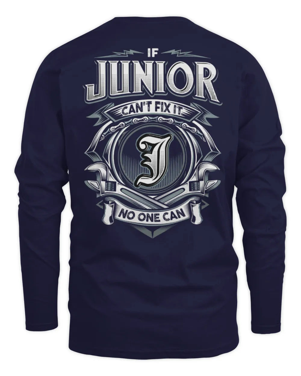JUNIOR AP81-K4-626 - Personalized Ahmed Quote Apparel “If Ahmed Can't Fix It, No One Can” - Men's Long Sleeved T-Shirt - Navy