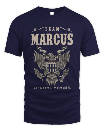 MARCUS TP06-K82 – Personalized Classic Style Apparel “Team NAME Lifetime Member” - Unisex Standard T-Shirt - Navy