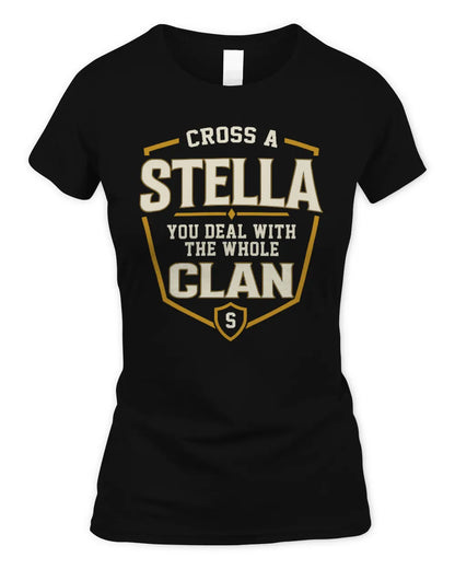 STELLA NT1-K008 Cross A/An NAME, You Deal With the Whole Clan | Personalized Vintage T-Shirt - Women's Standard T-Shirt - Black
