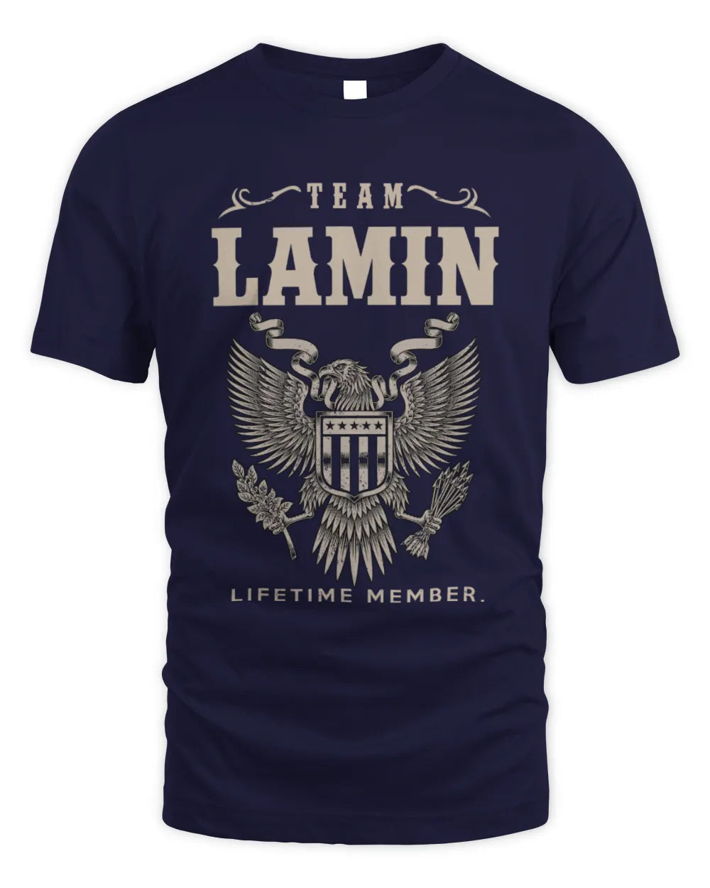 LAMIN TP06-K82 – Personalized Classic Style Apparel “Team NAME Lifetime Member” - Unisex Standard T-Shirt - Navy