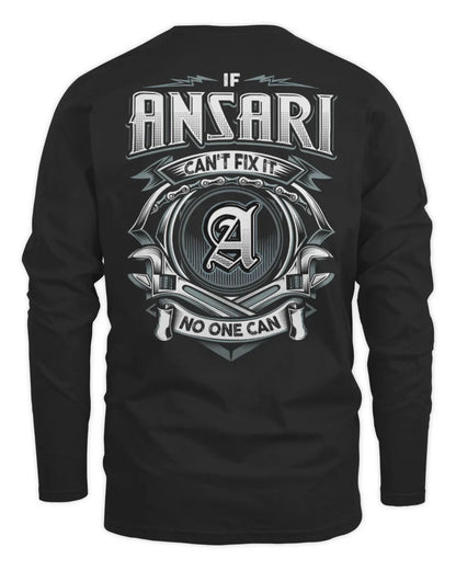 ANSARI AP81-K4-626 - Personalized Ahmed Quote Apparel “If Ahmed Can't Fix It, No One Can” - Men's Long Sleeved T-Shirt - Black
