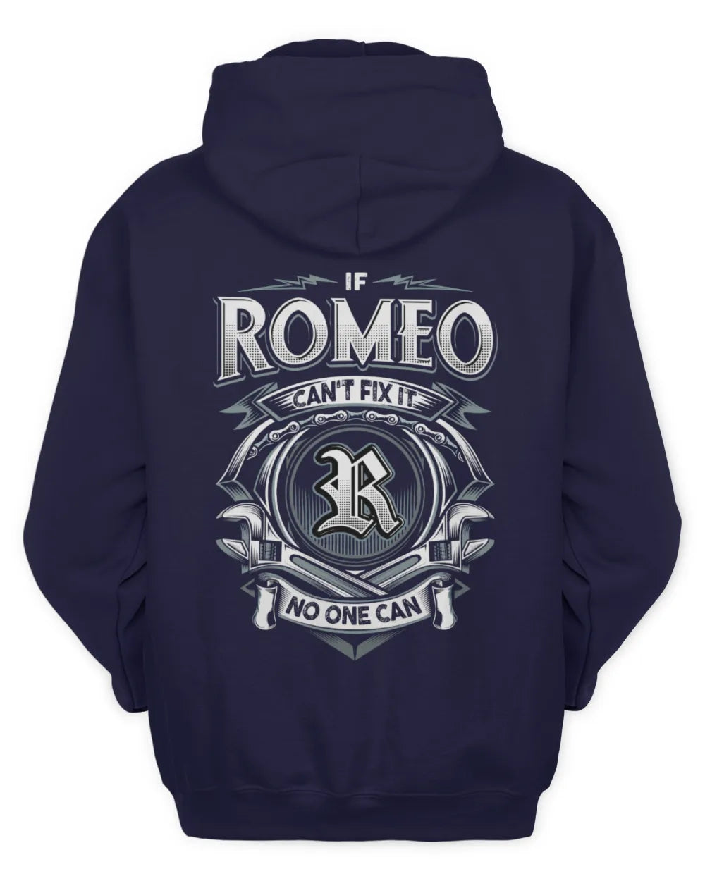 ROMEO AP81-K4-626 - Personalized Ahmed Quote Apparel “If Ahmed Can't Fix It, No One Can” - Unisex Hoodie - Navy